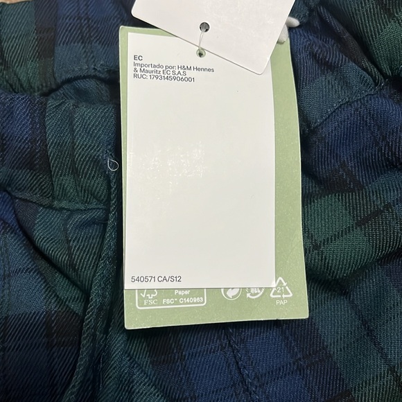 H&M Boys US 4T CA 3-4A Plaid Green/Blue Pants w Pockets x 2 front 1 back NWT $26 - Picture 10 of 14